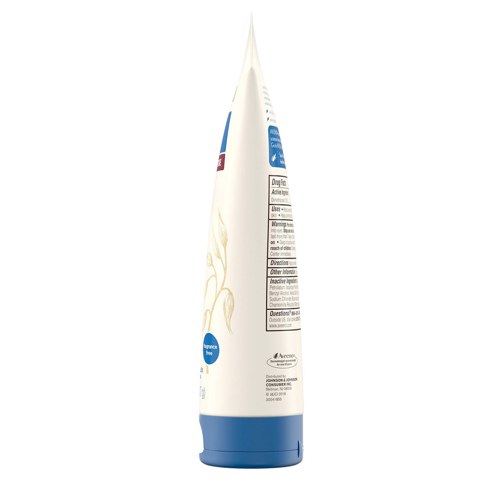 Aveeno Skin Relief Overnight Moisture Cream on skin illustrating 24-hour hydration.