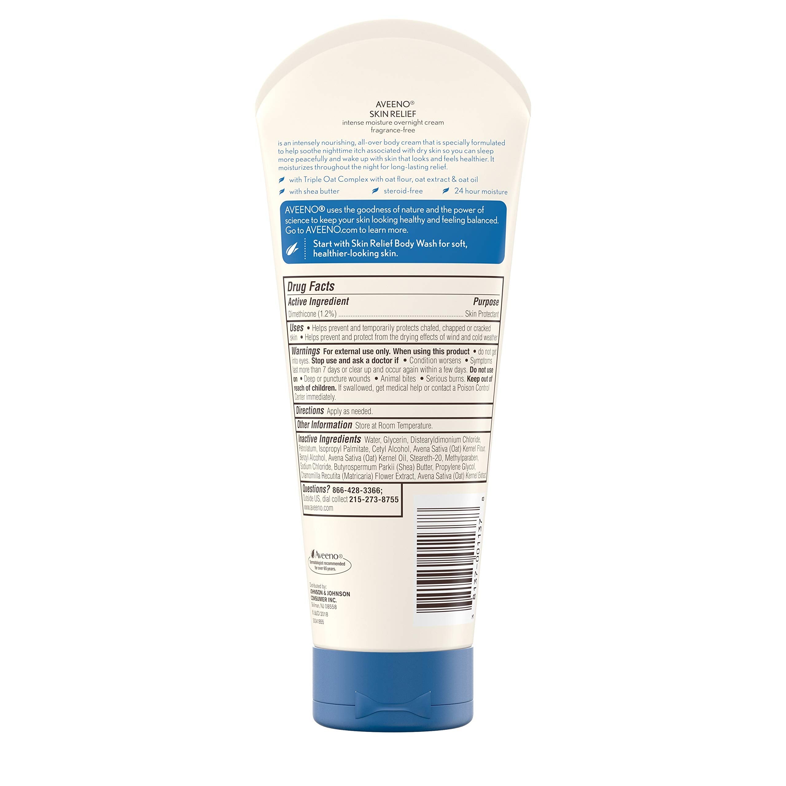Aveeno Skin Relief Overnight Moisture Cream application shot showing smooth, even spreading.