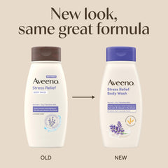 Aveeno Stress Relief Body Wash creamy lather demonstrating moisturizing cleanse.