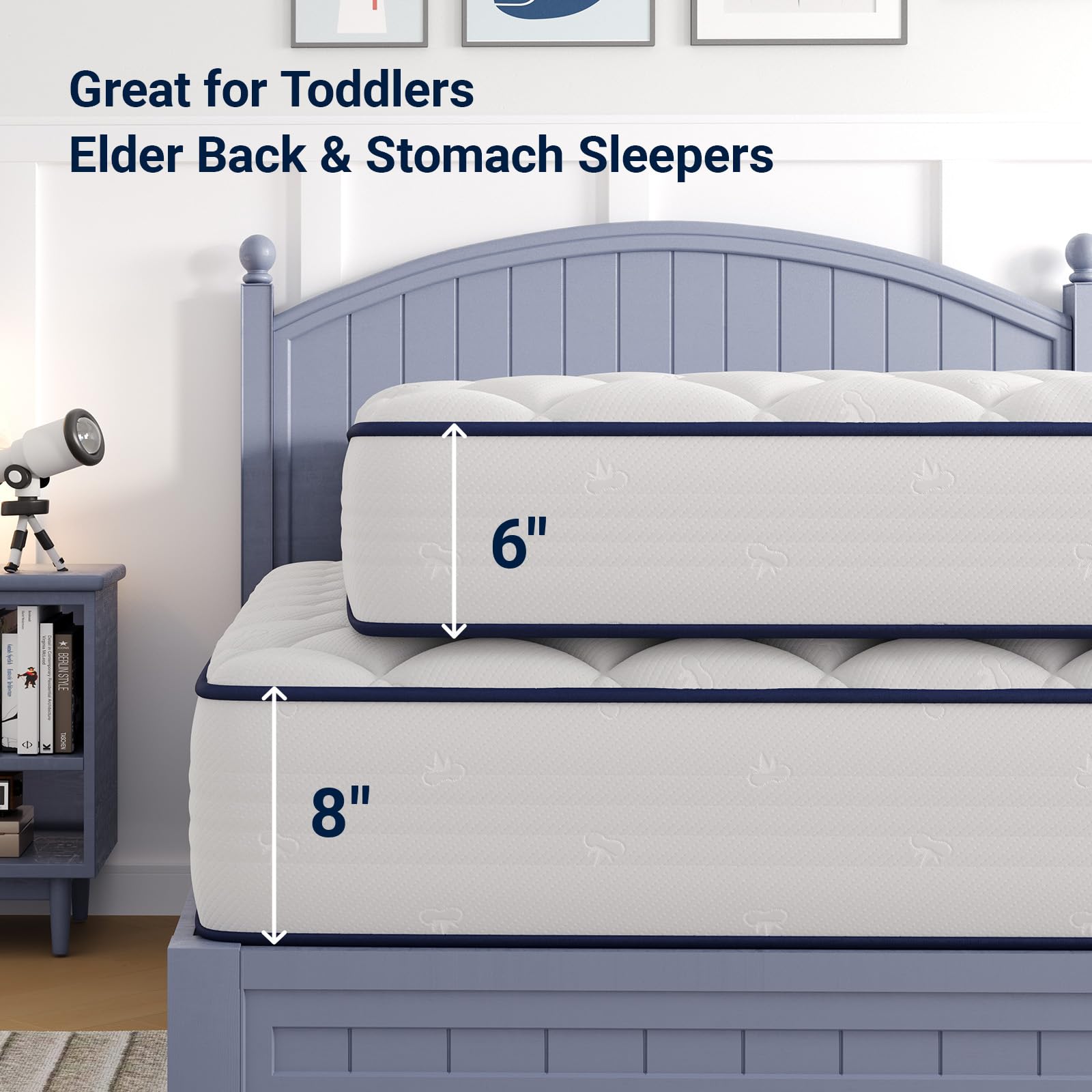 Avenco 6 Inch Twin Mattress side view highlighting breathable fabric for cooler nights.