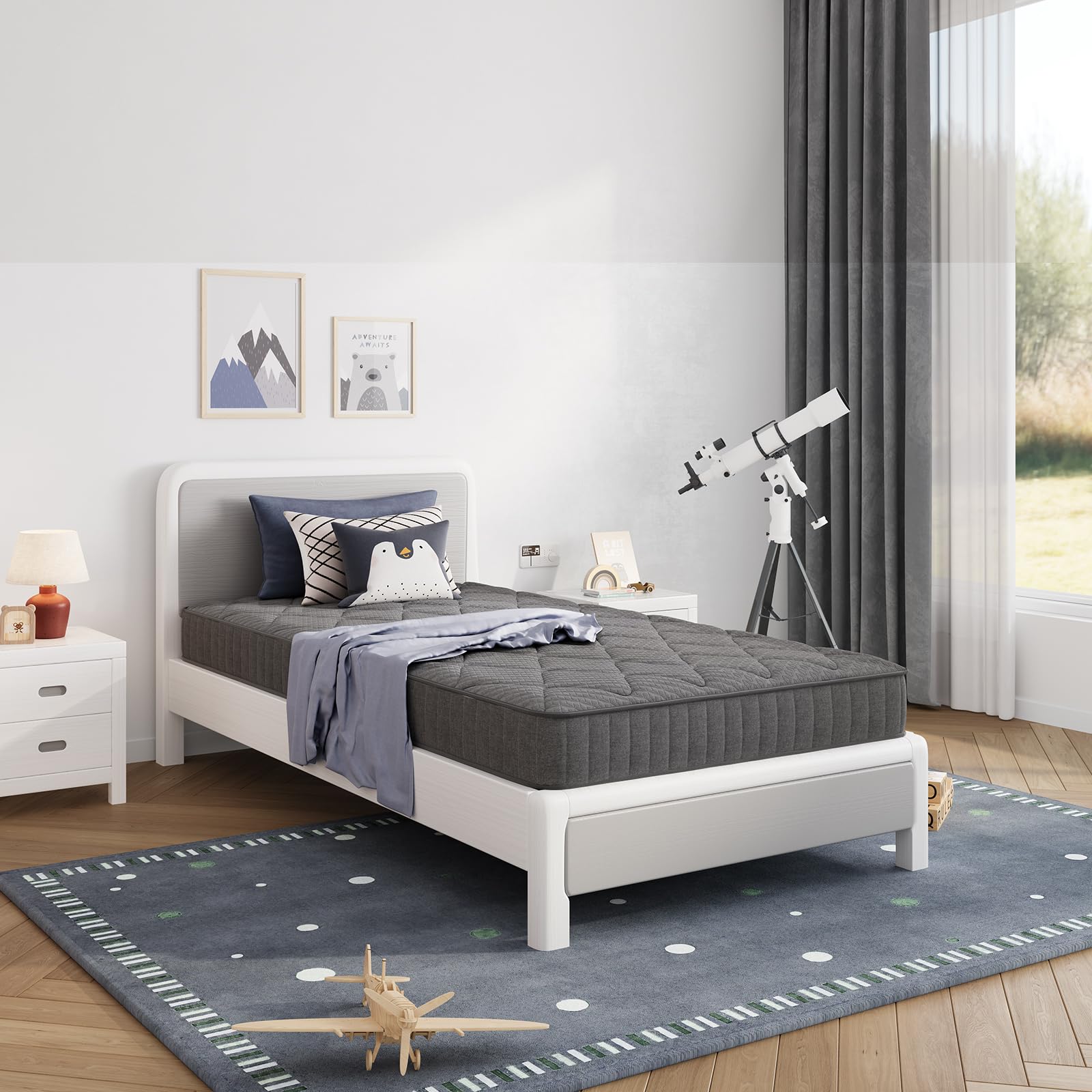 Avenco twin mattress in a kid's bedroom setup for cozy nights