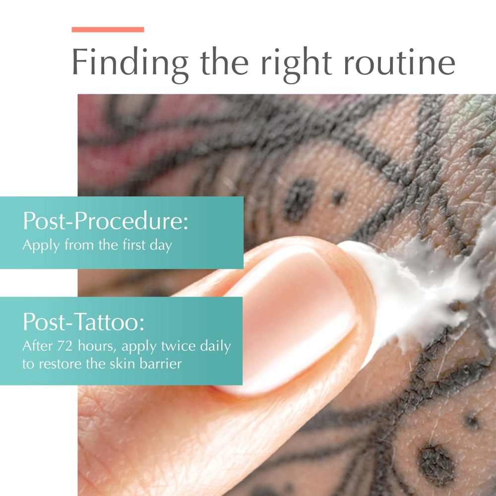Avène Cicalfate+ emulsion applied to the body for tattoo aftercare support