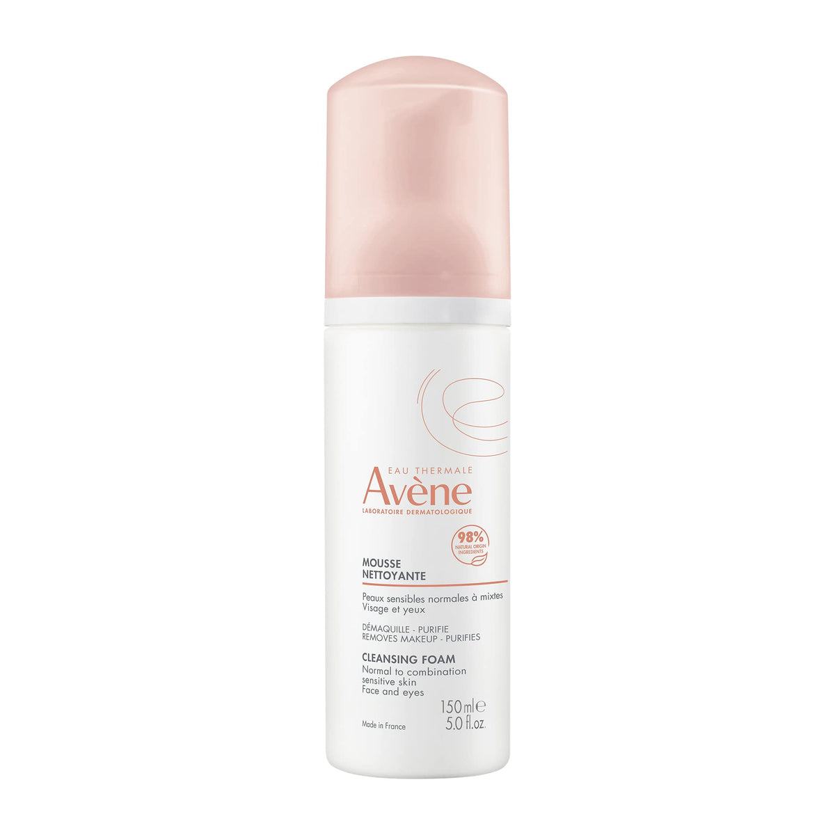 Avène Cleansing Foam Face Wash in a pump bottle showing gentle cleansing action.