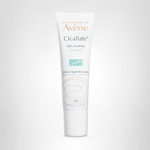 Clinical-inspired Avène scar care packaging emphasizing dermatology roots.