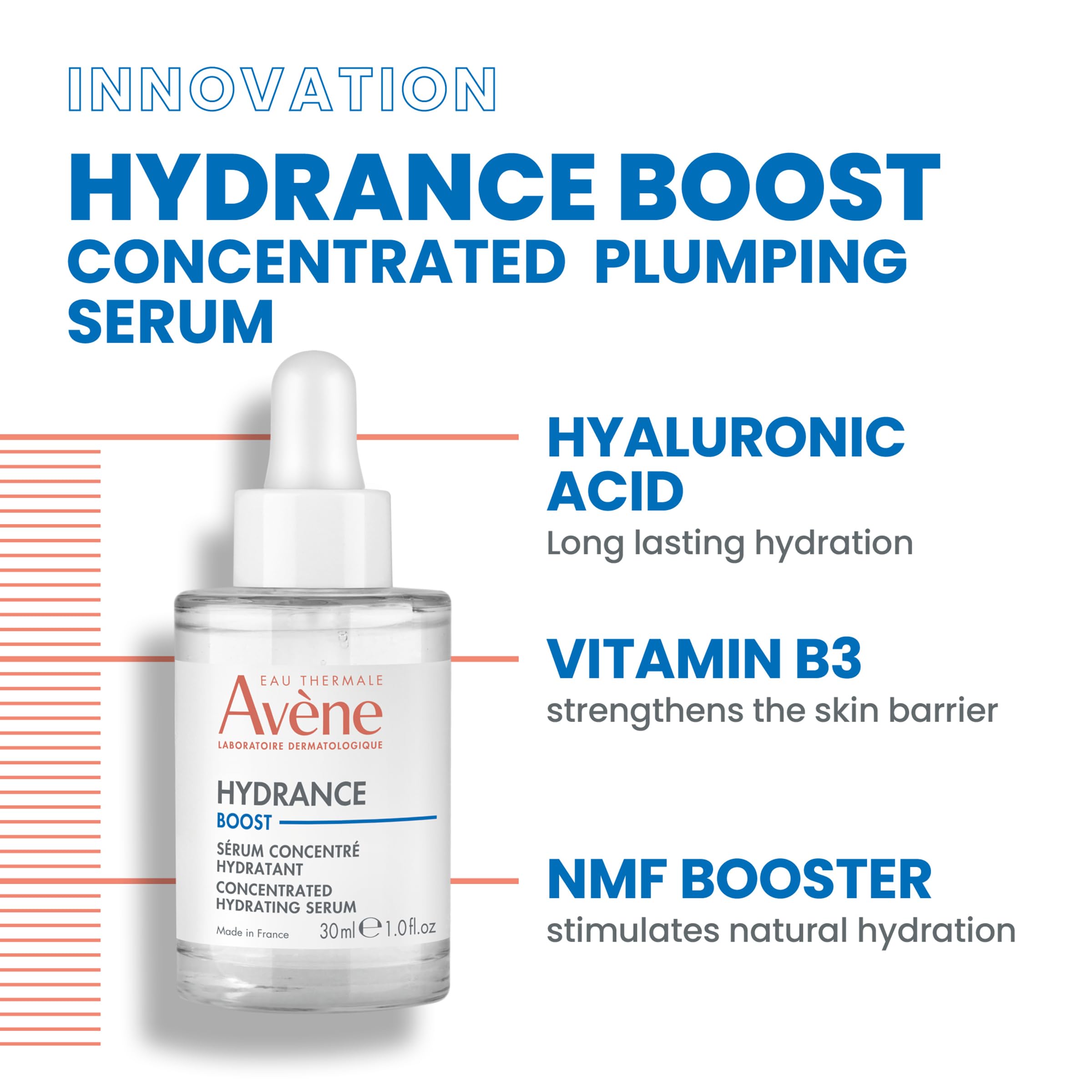 Skin shows a dewy glow after using Avène Hydrance Boost Serum.