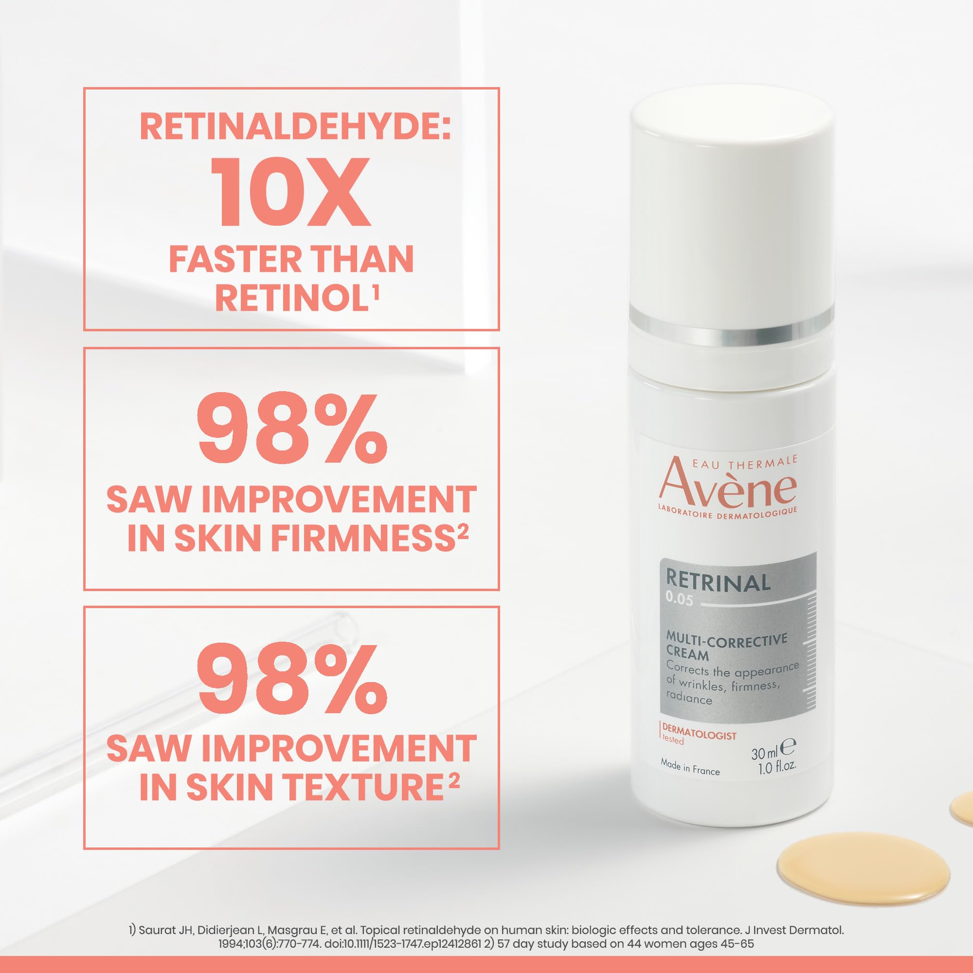 Close-up of Avène Retrinal cream texture on skin for smooth application