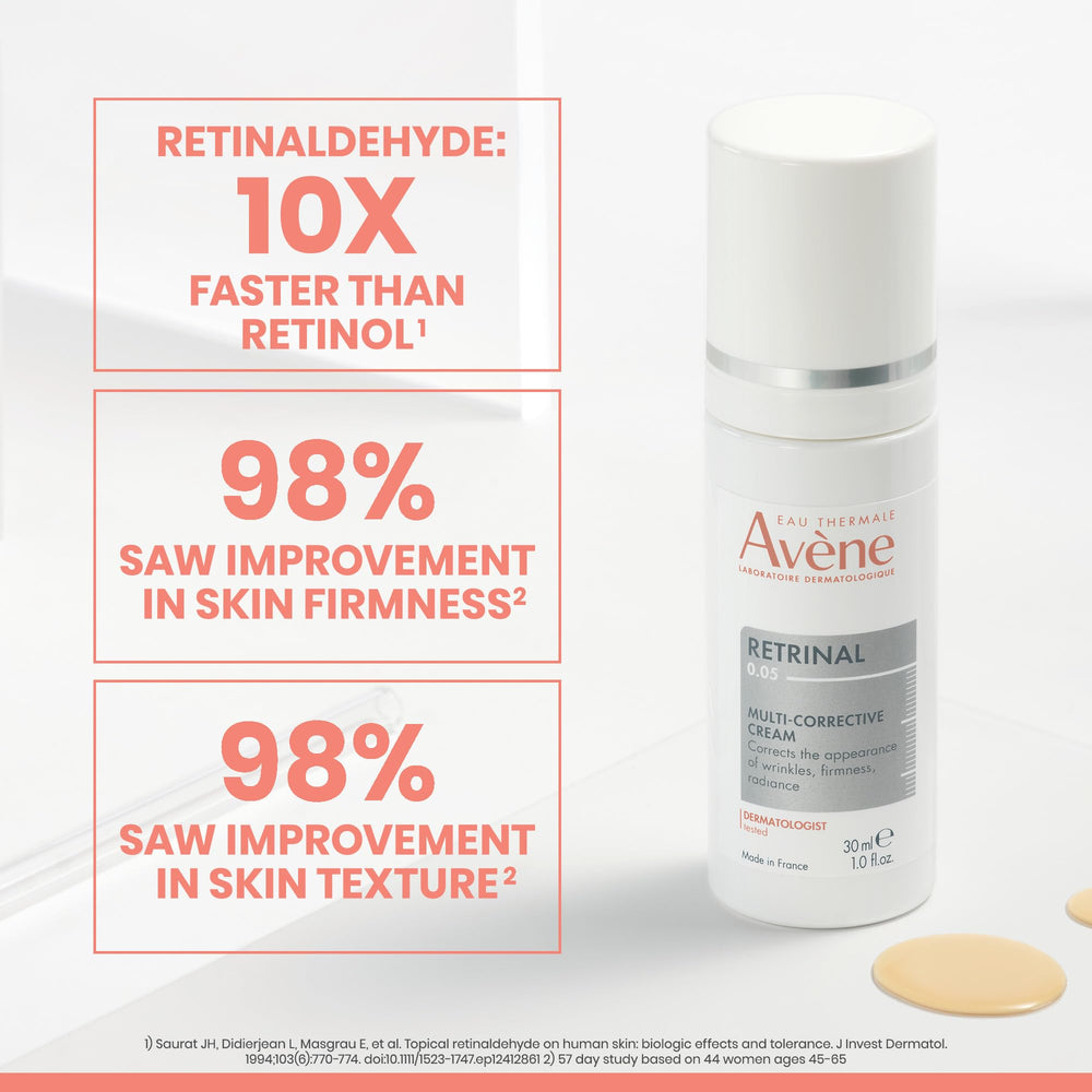 Close-up of Avène Retrinal cream texture on skin for smooth application