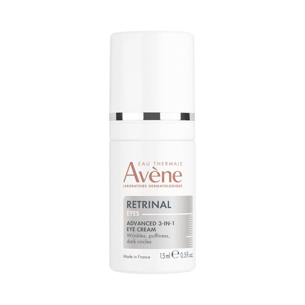 Avène Retrinal Eyes Advanced 3in1 eye cream bottle showing smoothing around the eye contour