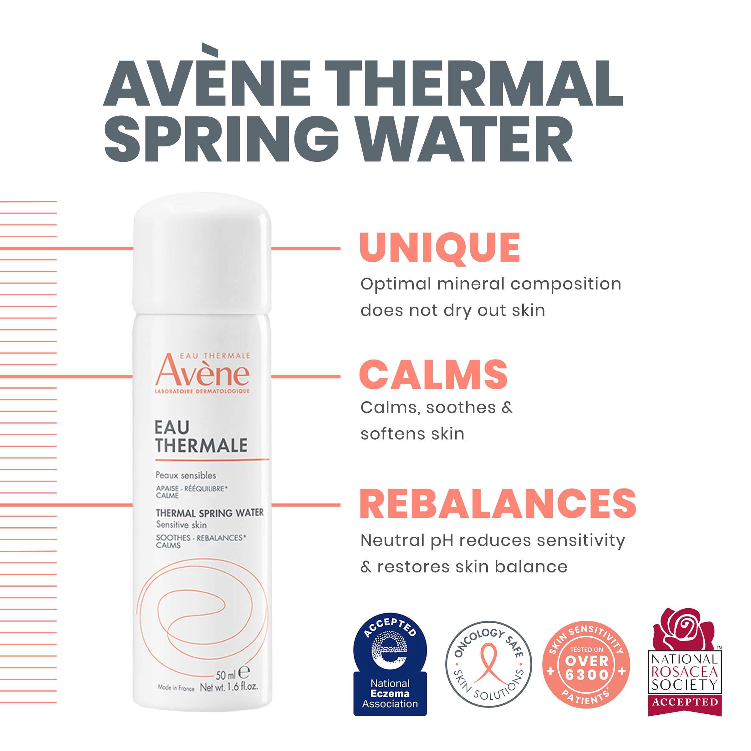 Using Avène soothing mist on the face for gentle relief and refreshment.