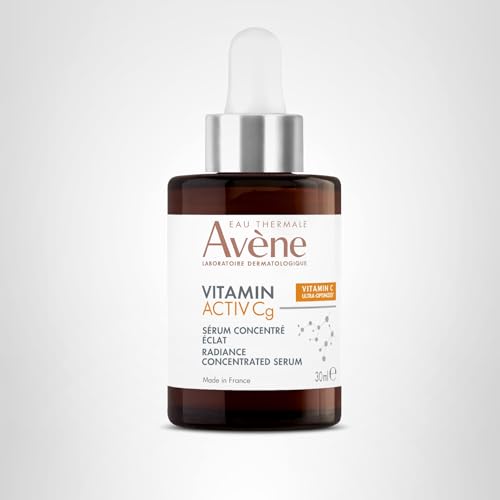 Morning routine shot featuring Avène Vitamin Activ Cg Serum for brightening.