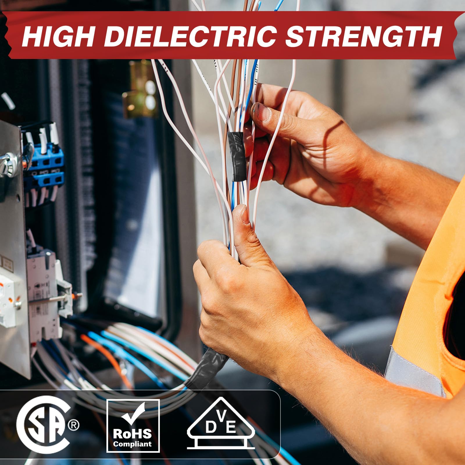 Avery Dennison EC-800 applied to a wire splice with strong adhesion