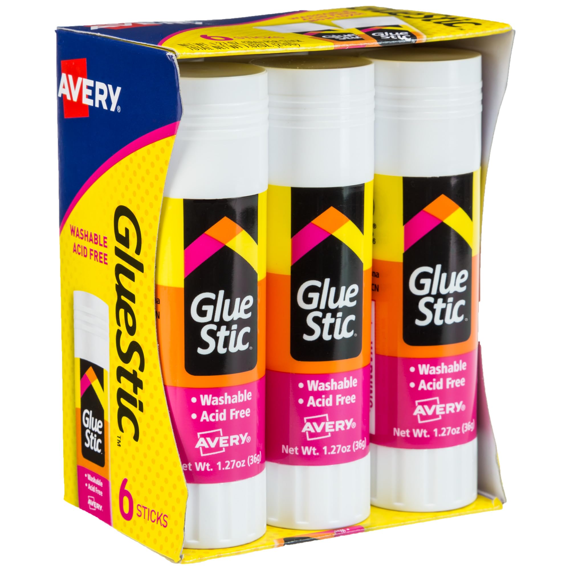 Avery Glue Stic cap-twist for easy, controlled application in classroom projects.