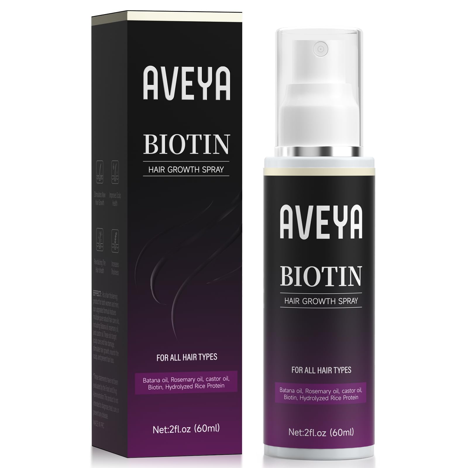 AVEYA Hair Growth Spray bottle close-up for premium scalp care