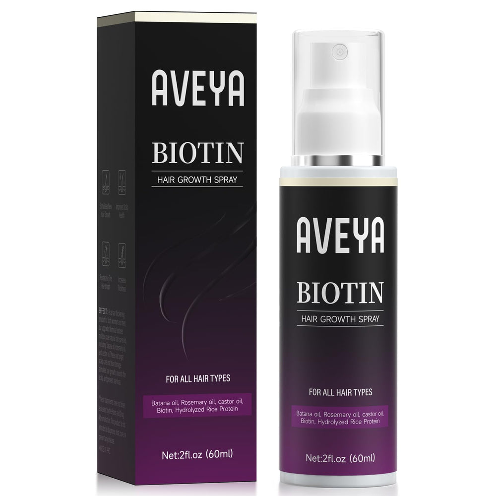 AVEYA Hair Growth Spray bottle close-up for premium scalp care