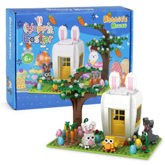 Aviski Easter Bunny House blocks in festive spring colors for kids' play