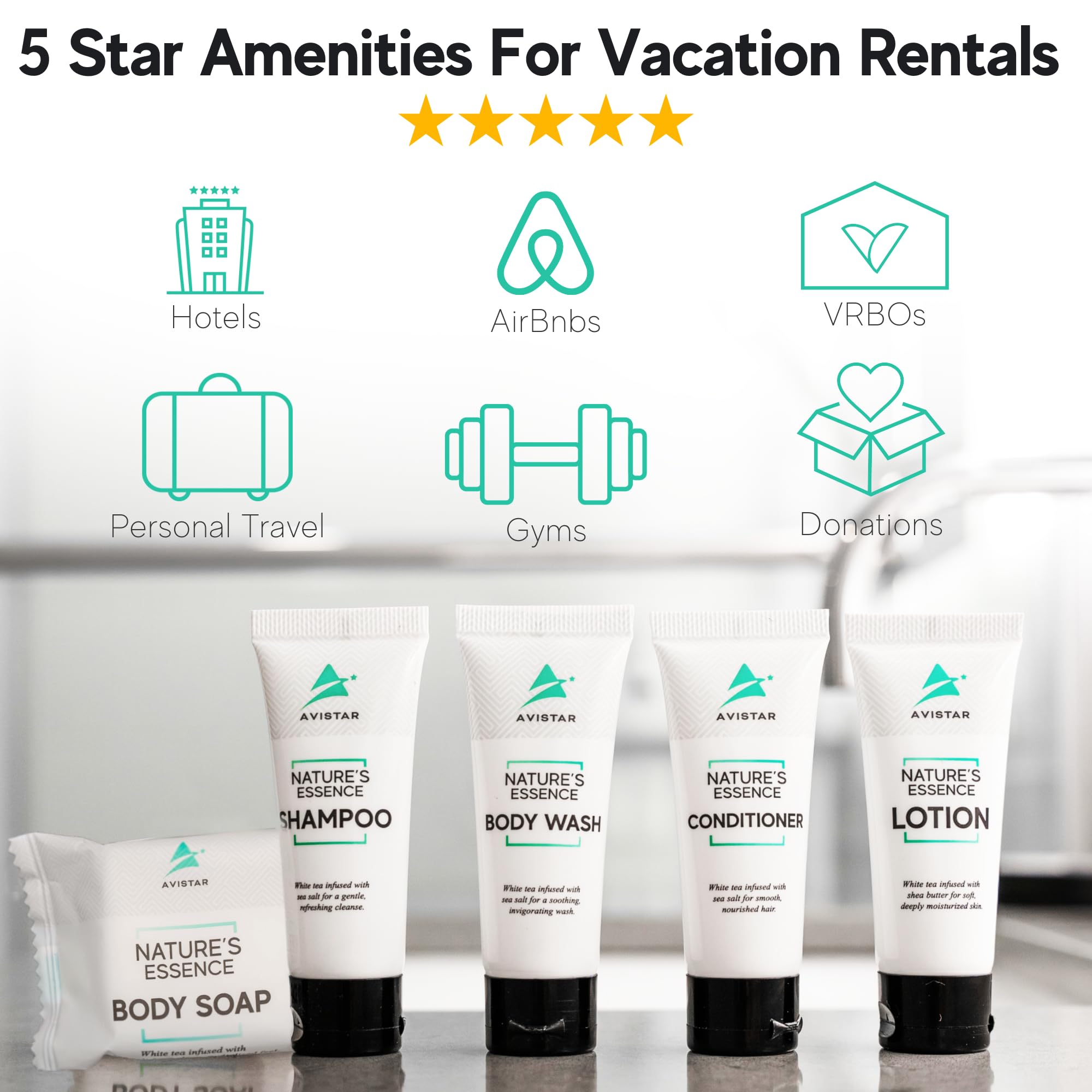 Avistar 90-piece hotel conditioner bottle for refreshed guest showers