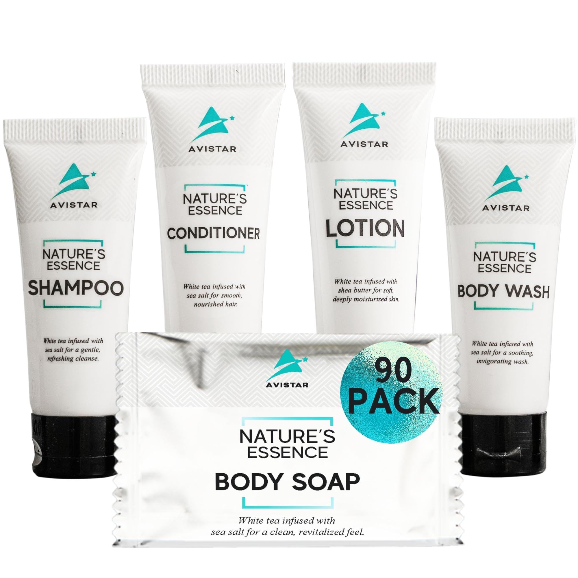 Avistar 90-piece hotel shampoo bottle for guest bathrooms, gentle cleansing and premium feel