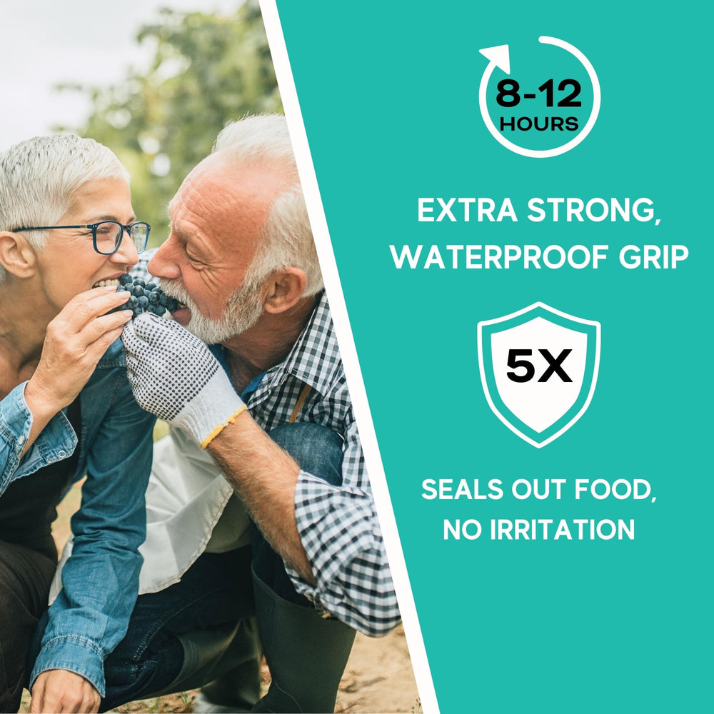 Avistar mint-flavored denture adhesive provides a refreshing feel during wear.