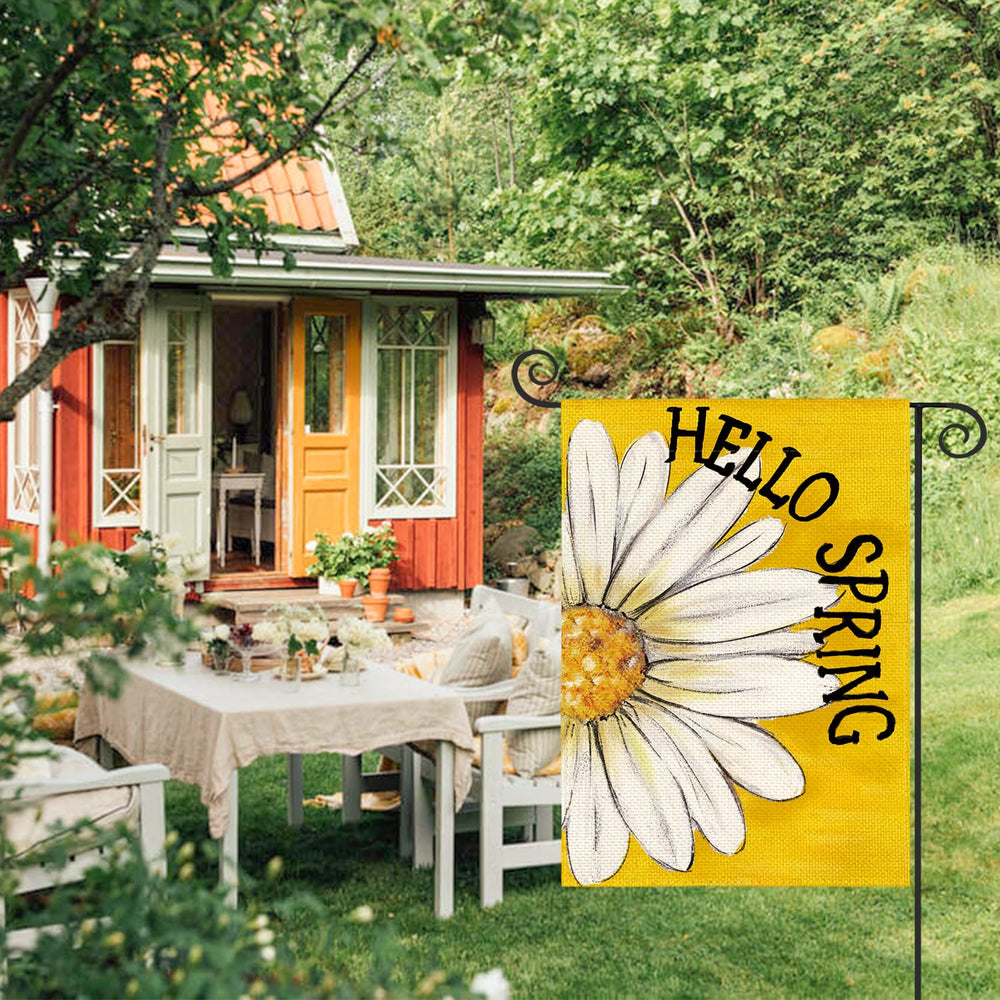 AVOIN colorlife Daisy flag showcases double-sided print for porch or yard