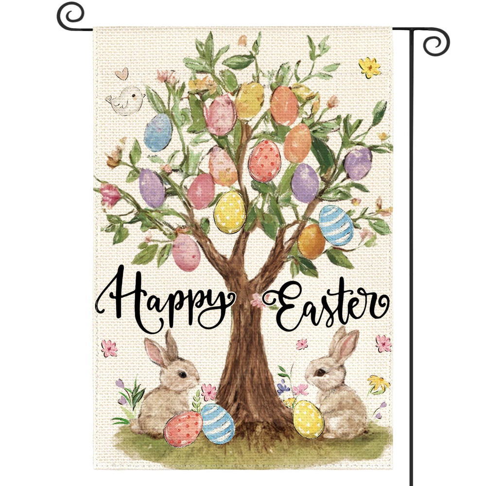 AVOIN colorlife Happy Easter flag front view with double-sided printing for outdoor decor