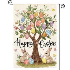 AVOIN colorlife Happy Easter flag front view with double-sided printing for outdoor decor