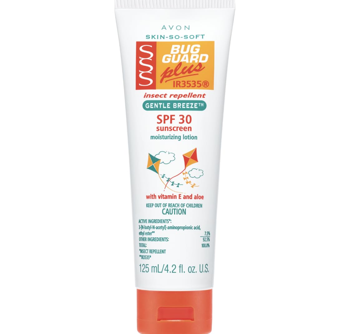AVON Skin So Soft Bug Guard lotion bottle offers easy on-the-go protection.