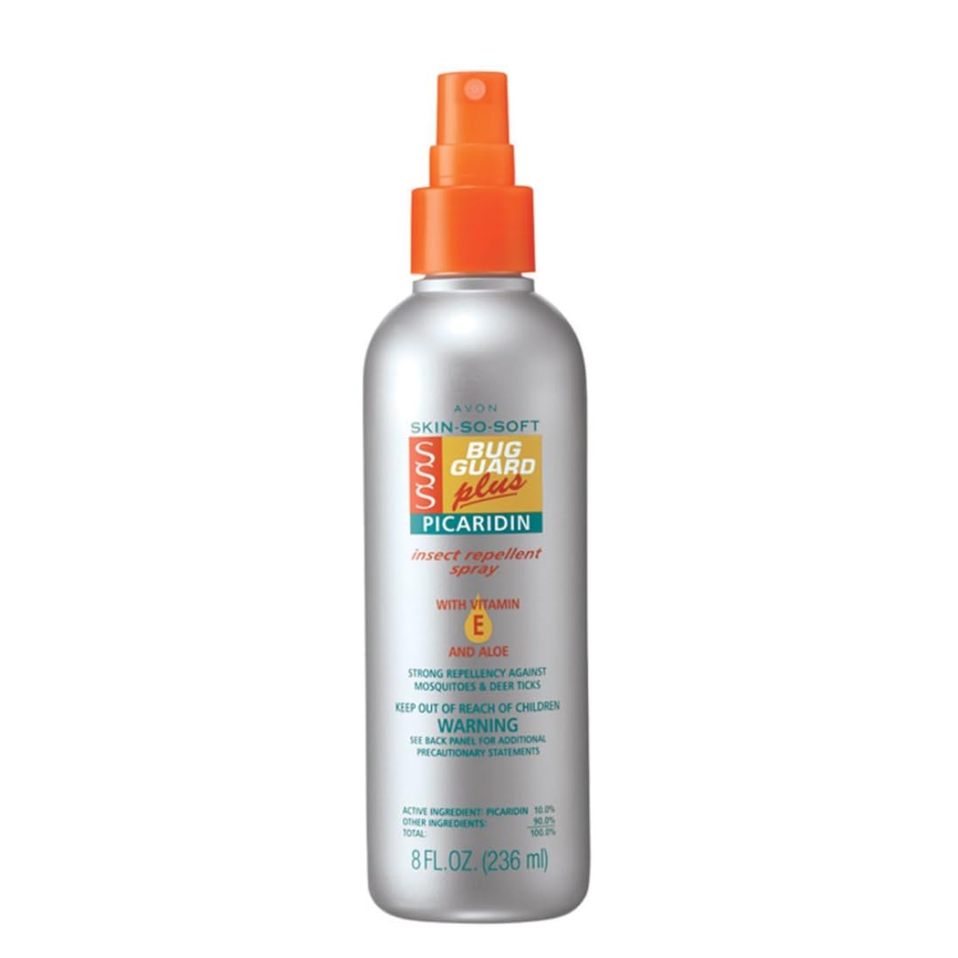 Avon Skin So Soft Bug Guard Picaridin spray bottle protecting family outdoors.