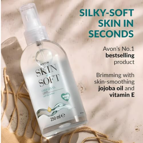 AVON Skin So Soft formula with jojoba oil shown on skin