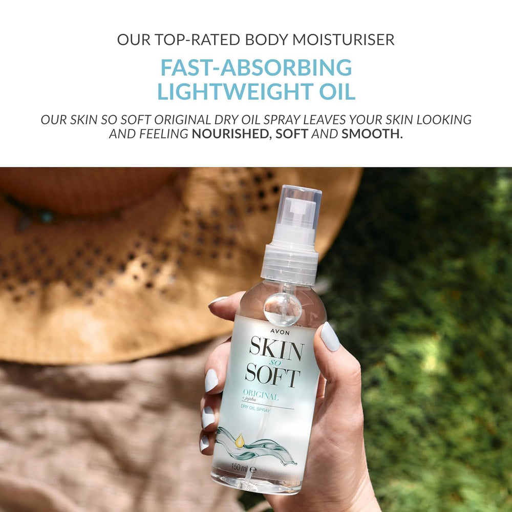 AVON SKIN SO SOFT Silky finish closeup highlights a smooth skin result.
