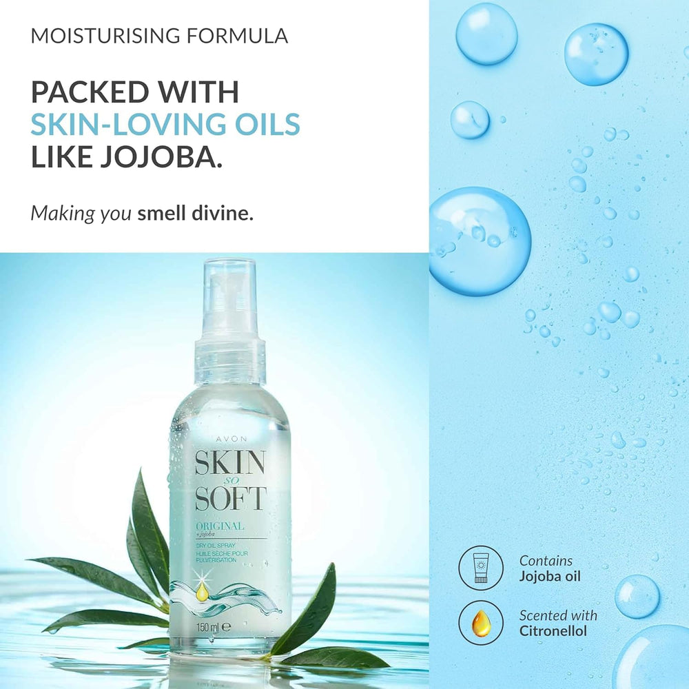 AVON SKIN SO SOFT Travel-friendly pack ideal for on-the-go hydration.