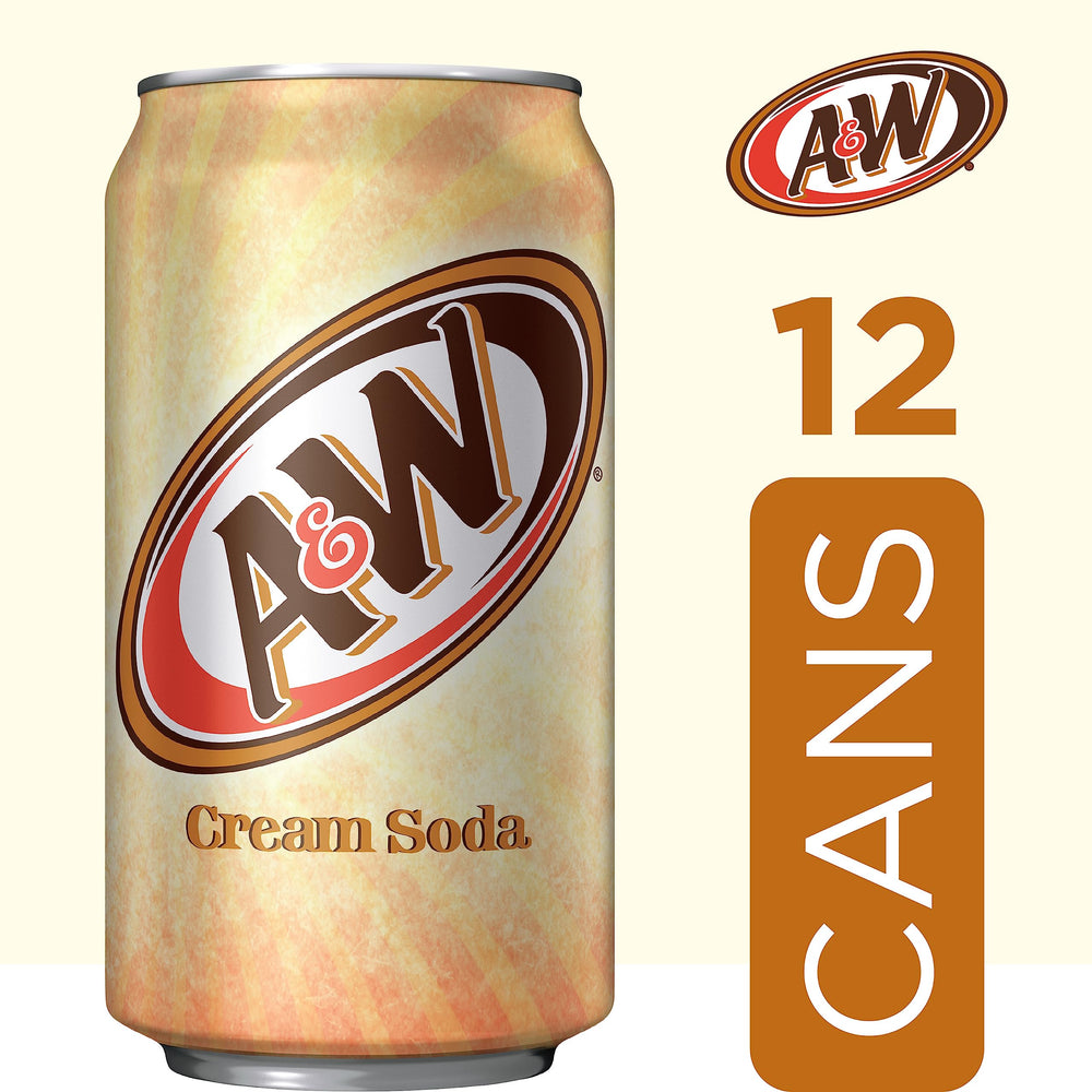 A&W Cream Soda kept in the fridge for instant, family-friendly refreshment.