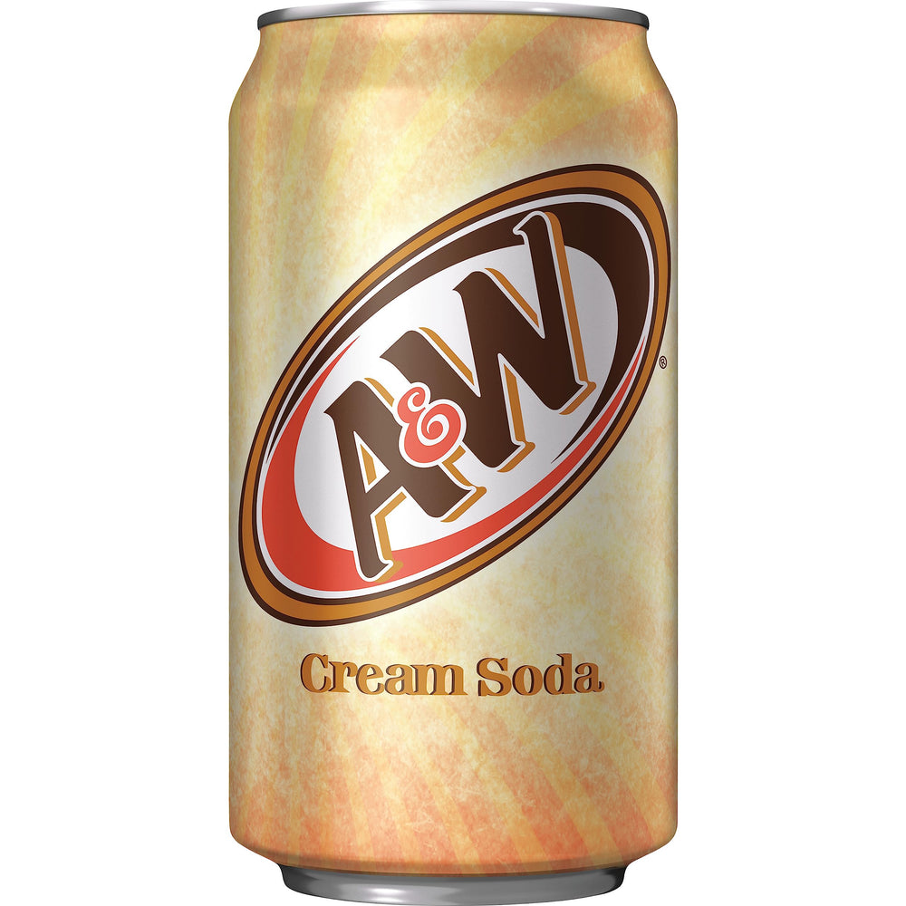 A&W Cream Soda in a frosted glass offers a refreshing, caffeine-free treat.