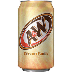 A&W Cream Soda in a frosted glass offers a refreshing, caffeine-free treat.