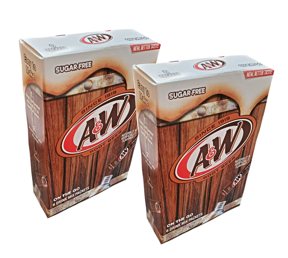 A&W Root Beer on-the-go drink mix packets for travel and convenience.