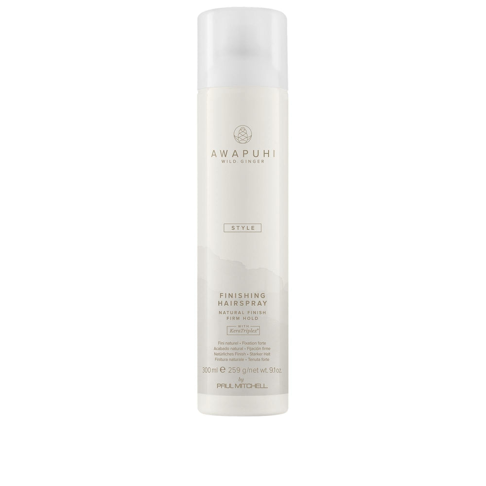 Awapuhi Wild Ginger finishing spray bottle delivers quick hold and shine