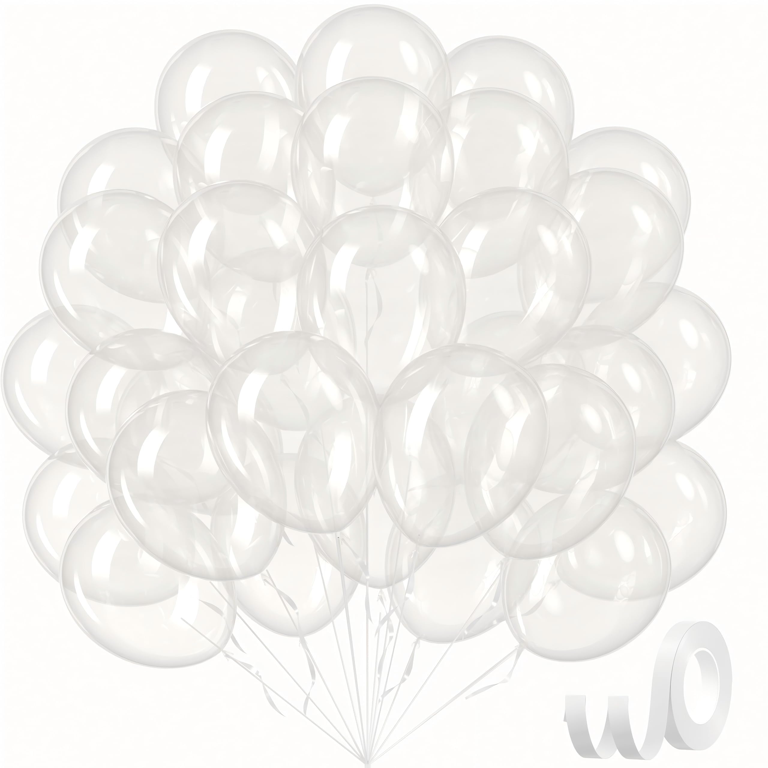awenztech clear balloons 12inch pack showing crisp transparency and durable latex for elegant decor.