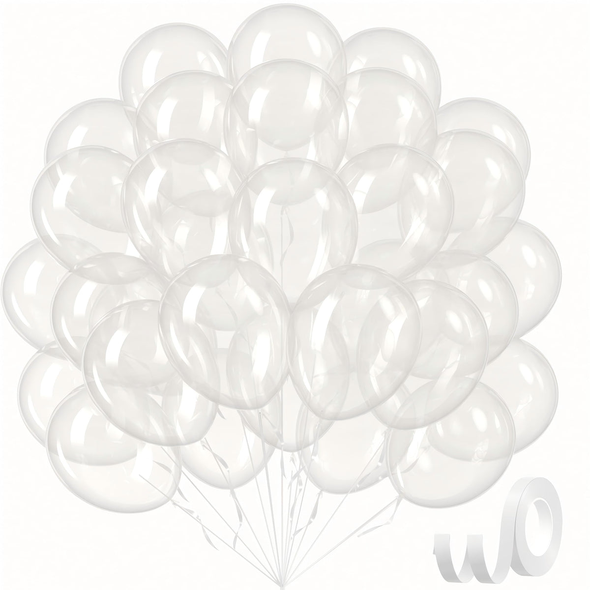 awenztech clear balloons 12inch pack showing crisp transparency and durable latex for elegant decor.