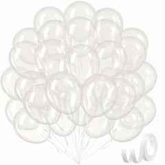 awenztech clear balloons 12inch pack showing crisp transparency and durable latex for elegant decor.