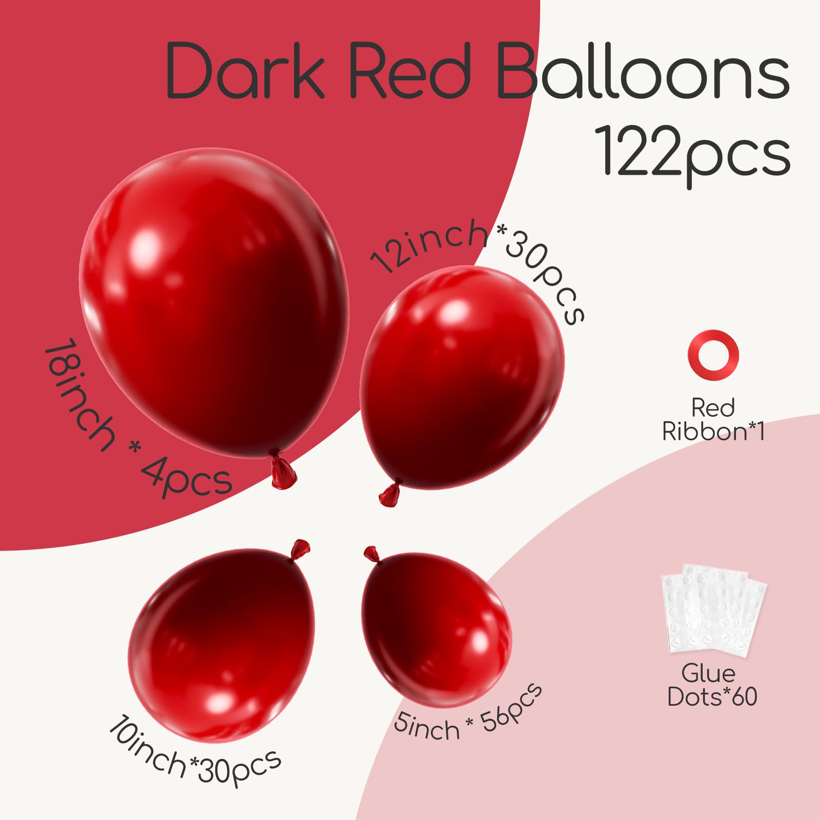 awenztech dark red 12 inch balloons ideal for elegant garlands and backdrops.