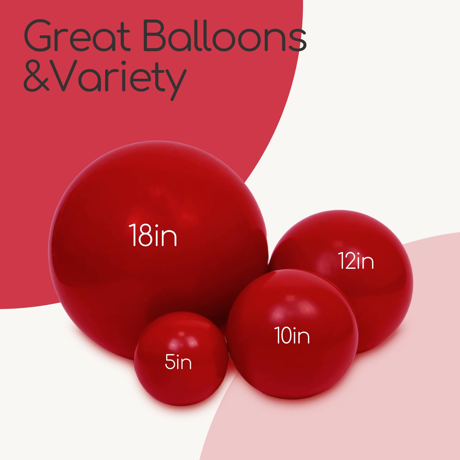 awenztech dark red 5 inch balloons to fill gaps for a full arch.