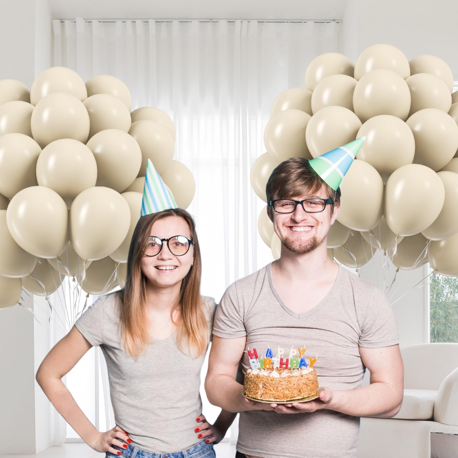 awenztech gender reveal decor idea using cream balloons