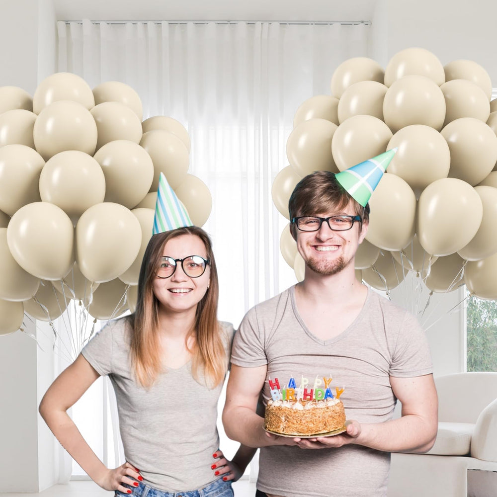 awenztech gender reveal decor idea using cream balloons