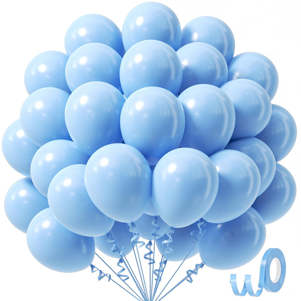 Awenztech light blue balloons 12 inch pack, durable latex for celebrations.