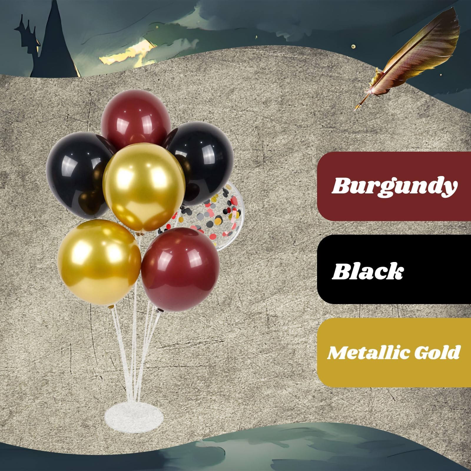 Awenztech maroon gold backdrop idea enhances photos and ambiance.