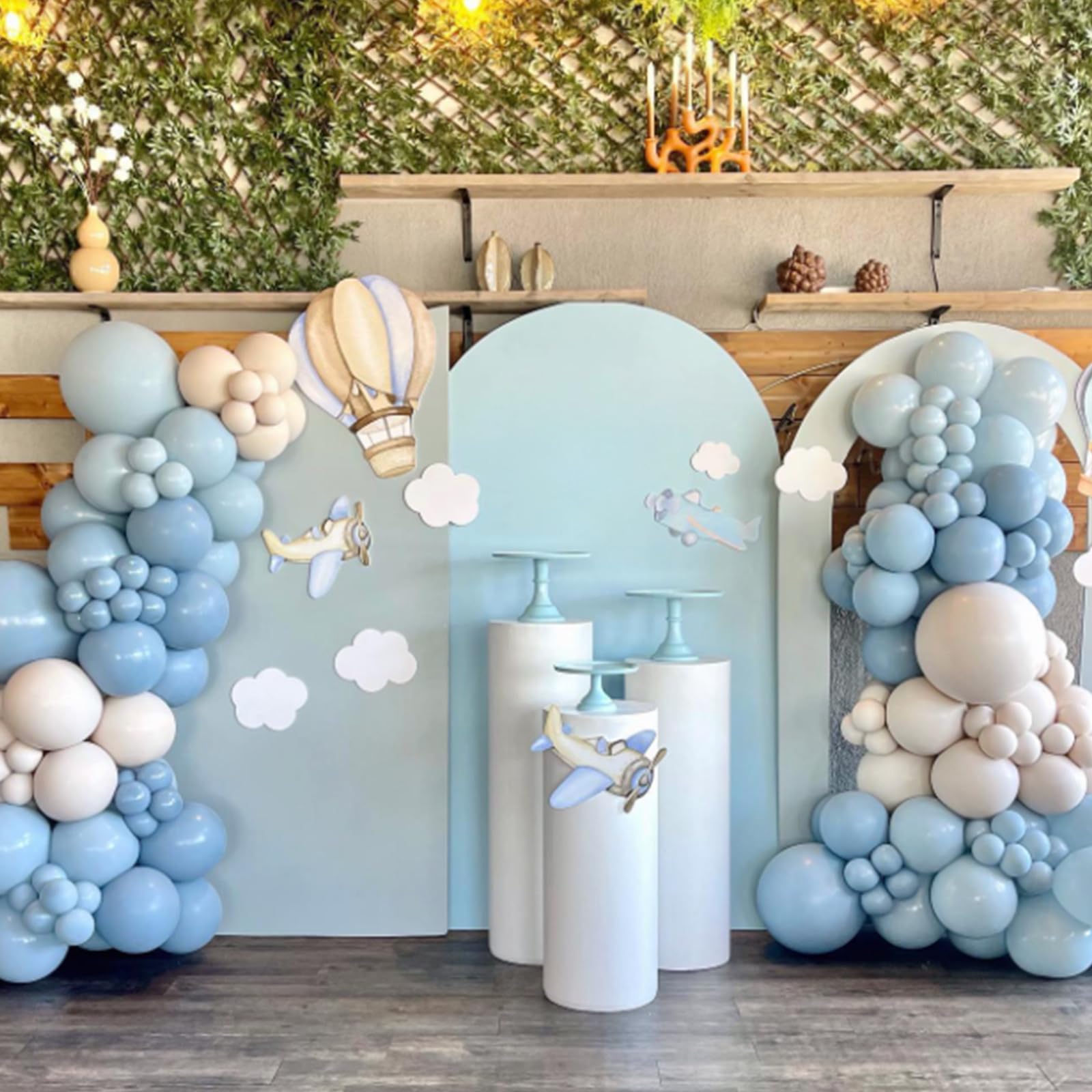 Awenztech pastel blue balloons for gender reveal party decor.
