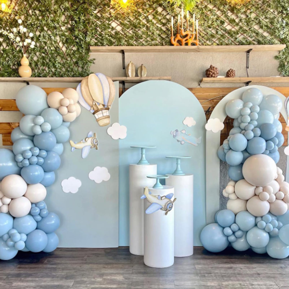 Awenztech pastel blue balloons for gender reveal party decor.