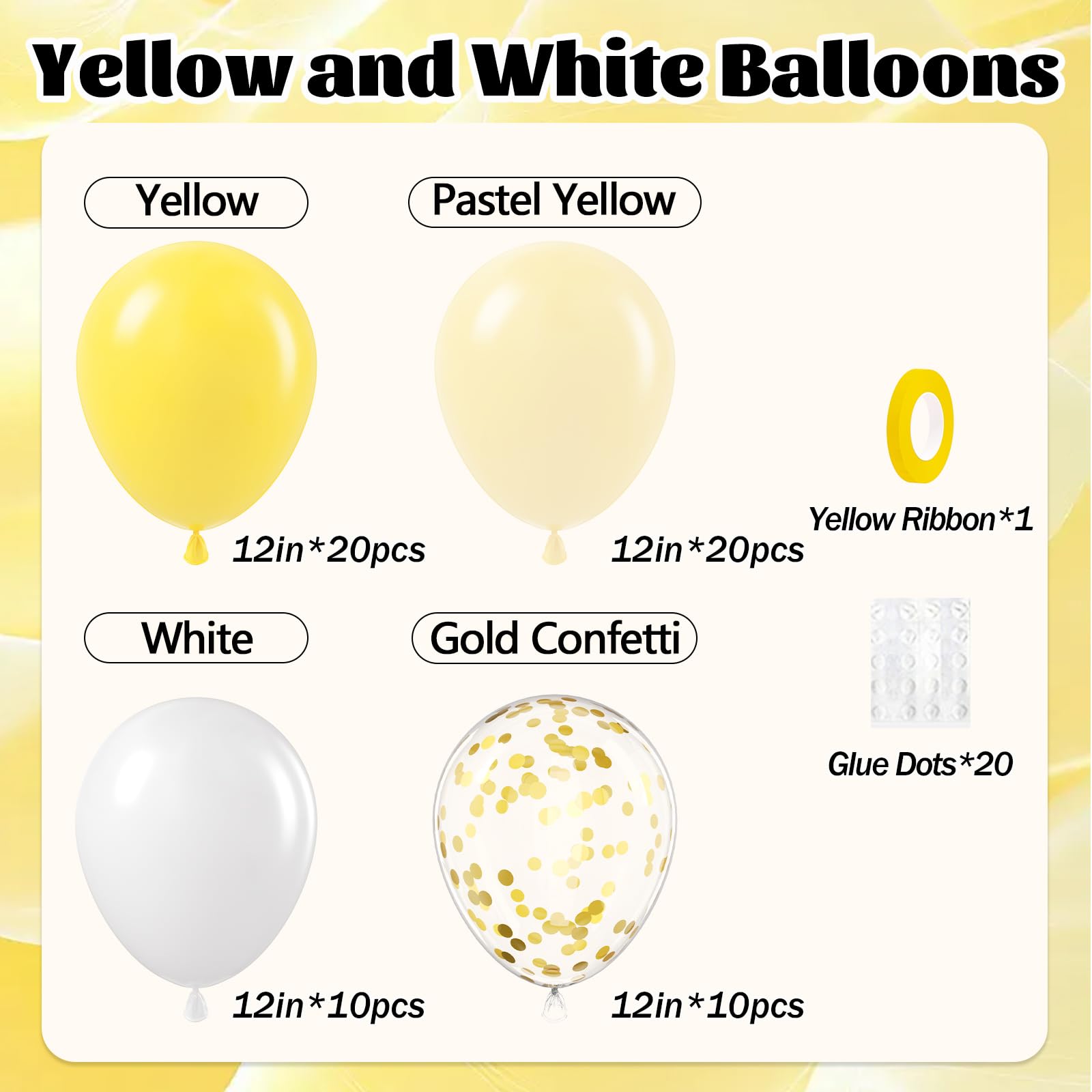 Awenztech pastel yellow balloons 12inch add soft elegance.