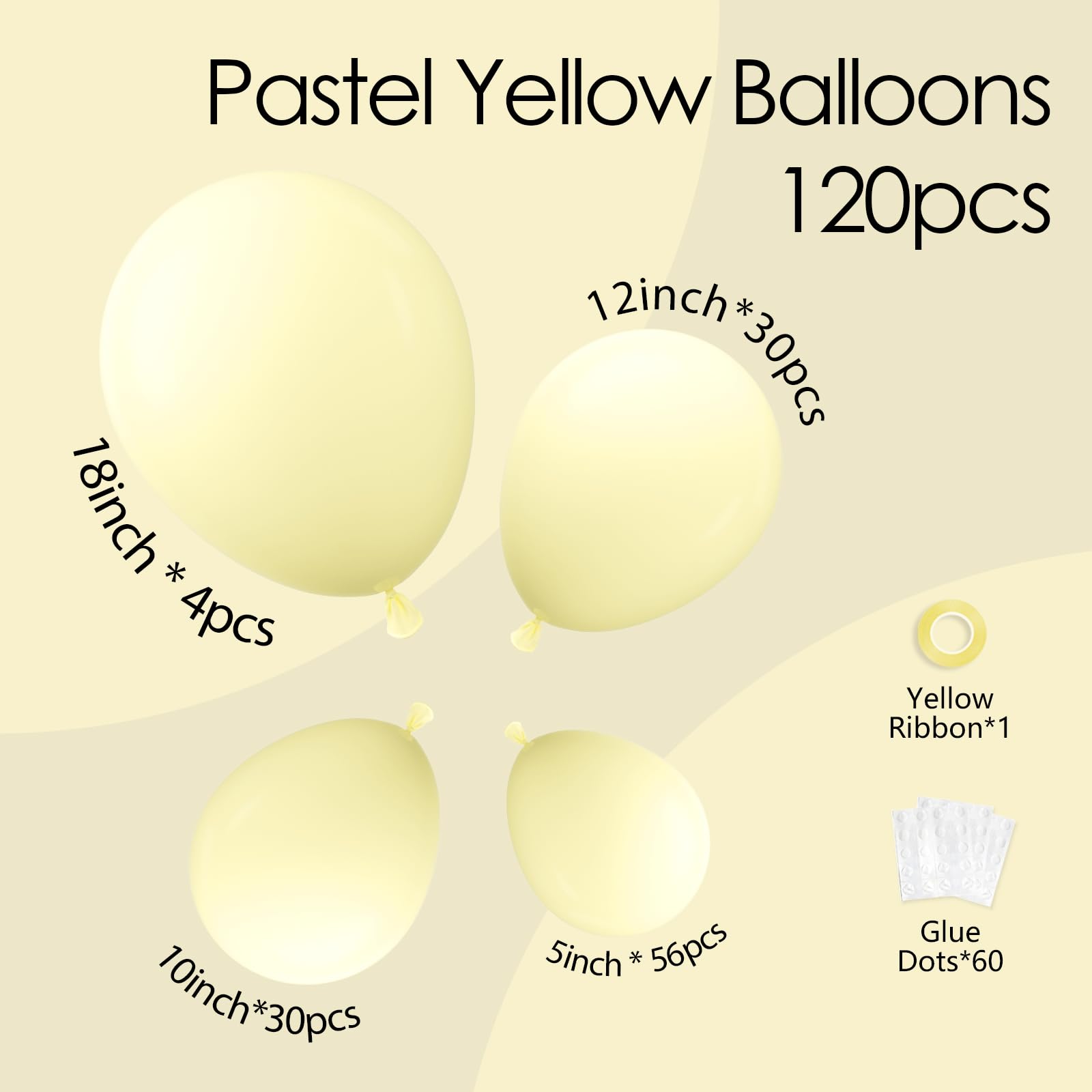 Awenztech pastel yellow 12-inch balloons ideal for garlands.