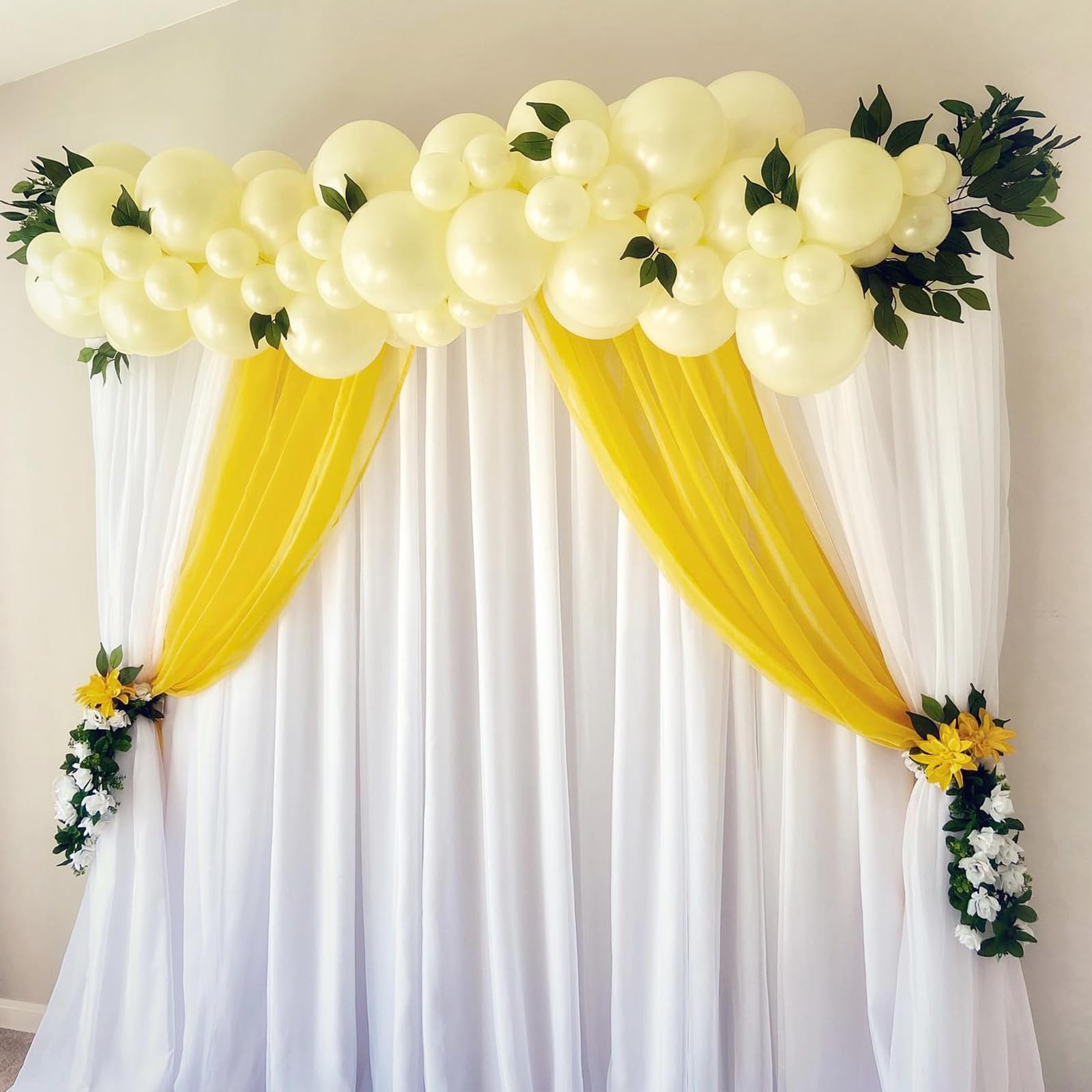 Awenztech pastel yellow 5-inch balloons to fill gaps.