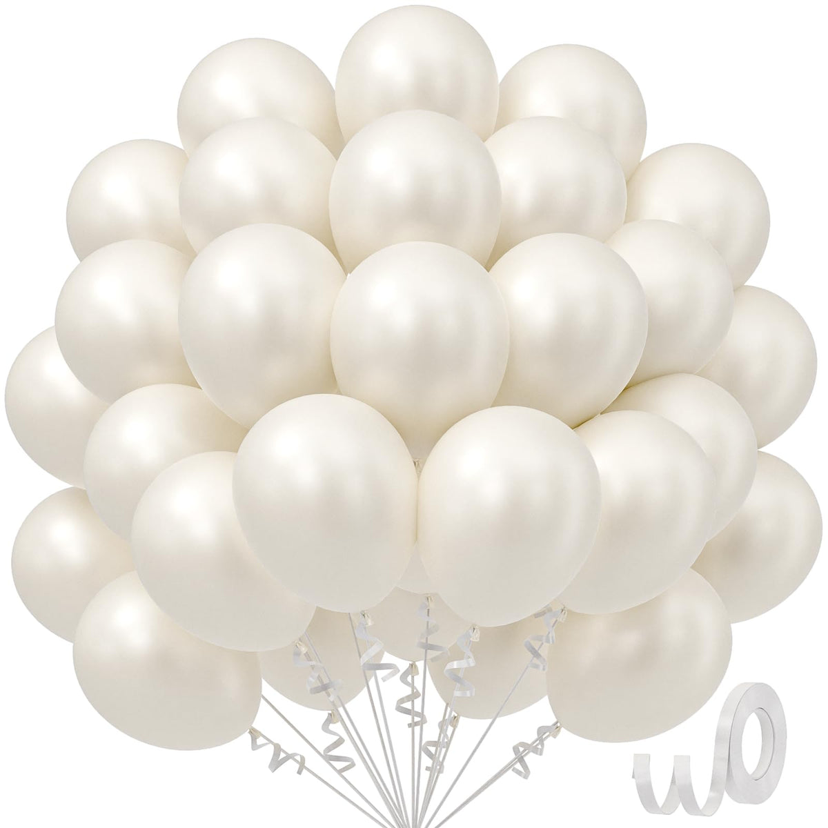 awenztech pearl white balloons 12 inch pack for elegant wedding decor.